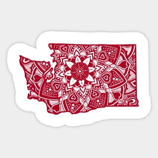 Red Washington State Gift Mandala Yoga WA Art Sticker